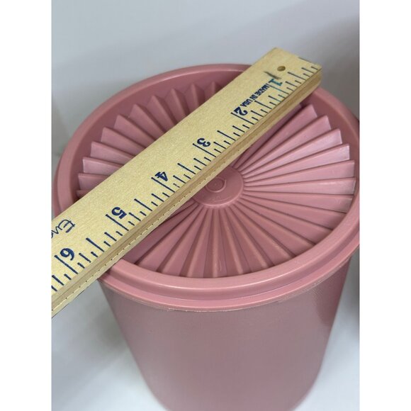 VTG Tupperware Rose Canister Set of 2 with Lids Retro Kitchen Storage 5.5"x7.5" - Picture 4 of 7